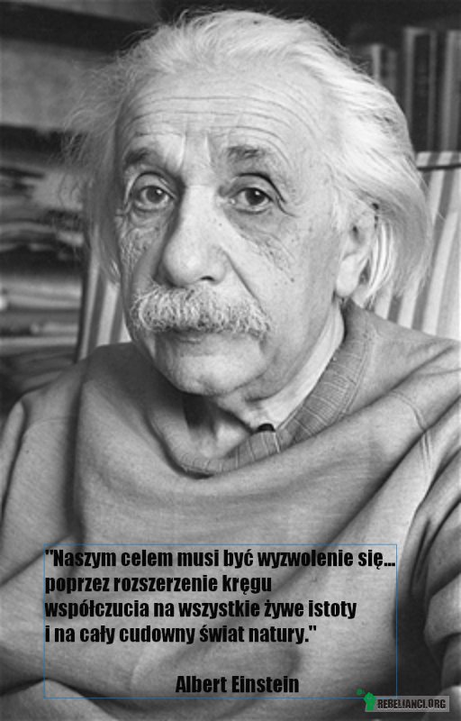 Einstein – Naszym celem musi być wyzwolenie się... poprzez rozszerzenie kręgu współczucia na wszystkie żywe istoty i na cały cudowny świat natury. 