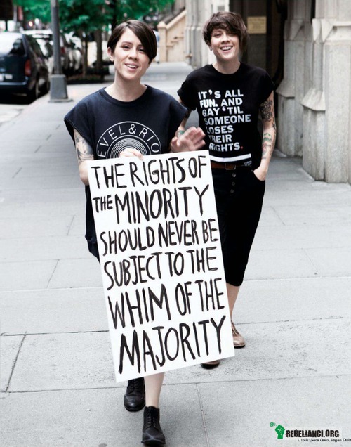 Prawa mniejszości. – Prawa mniejszości nigdy nie powinny zależeć od kaprysu większości. 