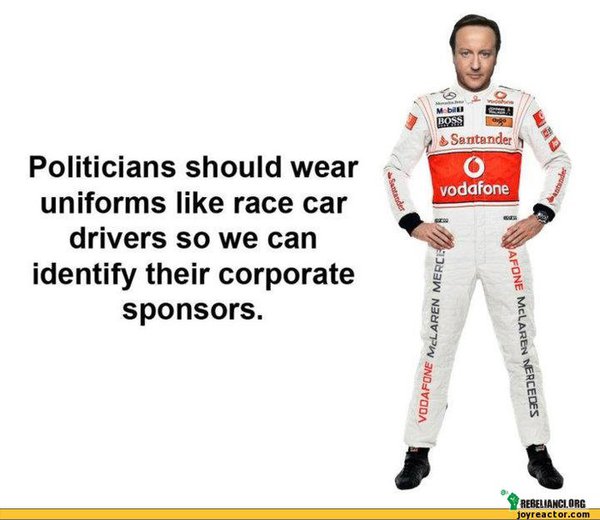 Politycy powinni nosić stroje z logami marek ich sponsorów – .. jak rajdowcy. 
