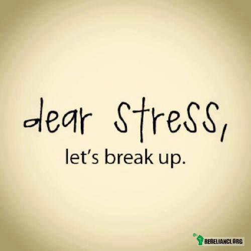 Drogi stresie, musimy ze sobą zerwać. –  