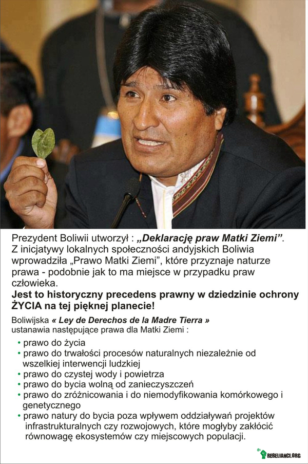 Prezydent Boliwii i Prawo Matki Ziemi –  