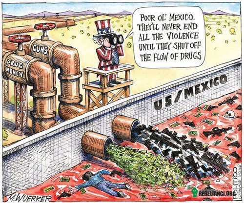 Meksyk i USA – Biedny Meksyk, nigdy nie zakończą tej przemocy póki nie przestaną wysyłać nam narkotyków. 