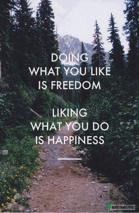 Wolność i szczęście: – Robienie tego co się lubi jest WOLNOŚCIĄ..
Lubienie tego co się robi jest SZCZĘŚCIEM. 