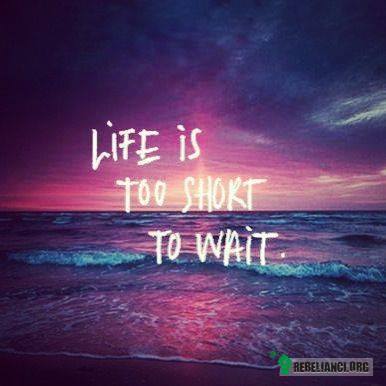 Życie jest zbyt krótkie, aby czekać. –  