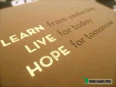 Ucz się z wczoraj, żyj dzisiaj, miej nadzieję na jutro –  