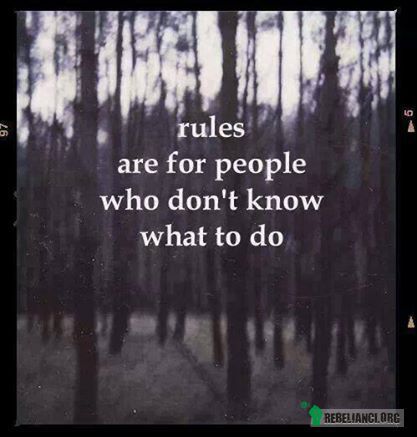 Zasady są dla ludzi, którzy nie wiedzą co robić. –  