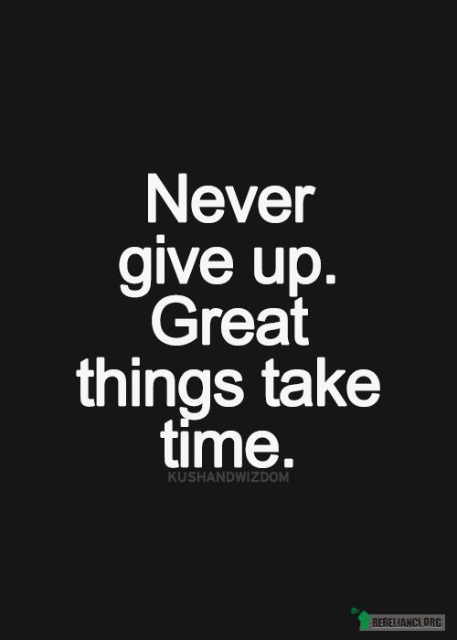 Nigdy się nie poddawaj, wielkie rzeczy potrzebują czasu. –  